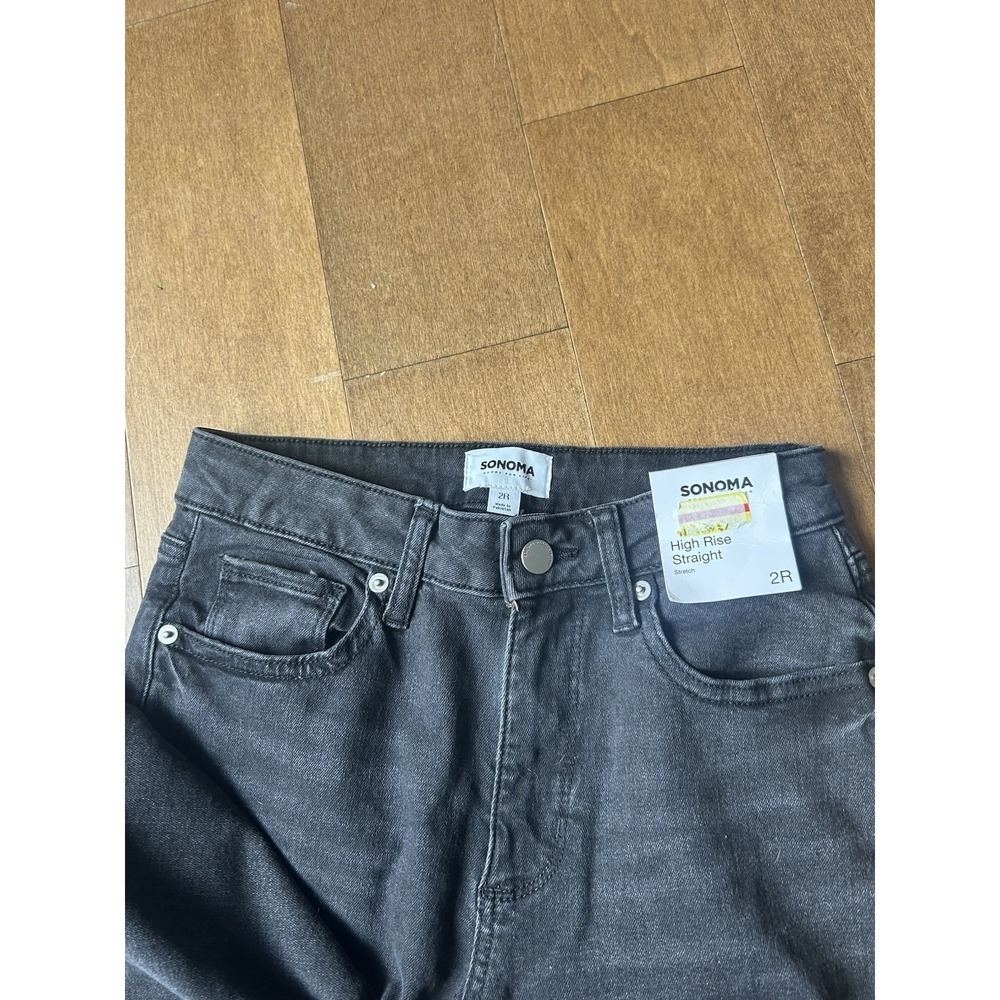 Sonoma Women's High Rise Black Denim Jeans  2R Straight Leg - Picture 4 of 7